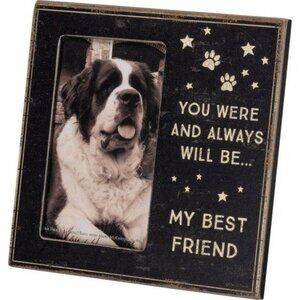 Pet Photo Frame Wooden My Best Friend Always Rainbow Bridge Rustic Black Square